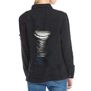 Oversized Destructed Black Denim Jacket